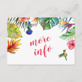 Tropische Hawaïaanse Hibiscus Meer info Bruiloft Informatiekaartje (Voorkant)