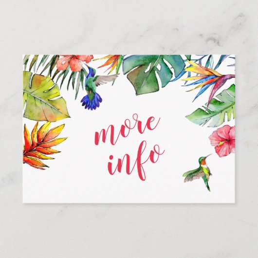 Tropische Hawaïaanse Hibiscus Meer info Bruiloft Informatiekaartje (Voorkant)