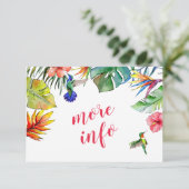 Tropische Hawaïaanse Hibiscus Meer info Bruiloft Informatiekaartje (Staand voorkant)