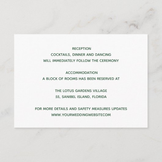 Tropische Hawaïaanse Hibiscus Meer info Bruiloft Informatiekaartje (Achterkant)