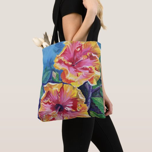 Tropische Hawaïaanse hibiscus Tote Bag (Dichtbij)