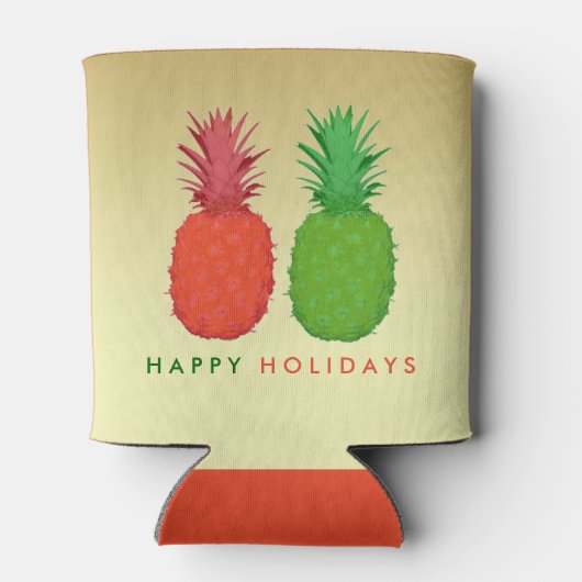 Tropische Hawaïaanse Kerstmis in Goud en Ananas Blikjeskoeler (Achterkant)