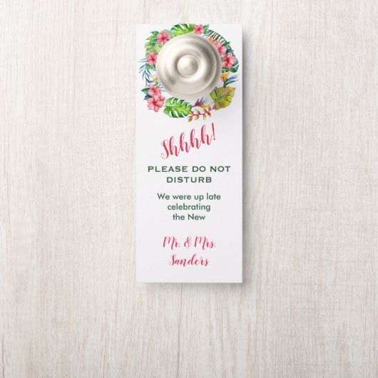 Tropische Hawaïaanse kleurrijke Hibiscus bruiloft  Deurhanger (Op knop)