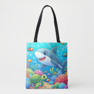 Tropische/Hawaiaanse kleurrijke onderwaterhaai & s Tote Bag