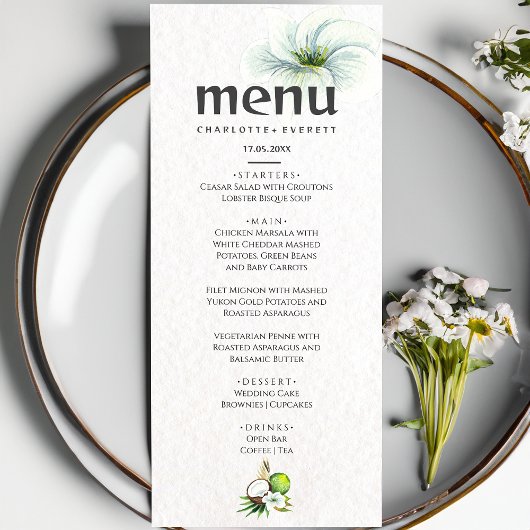 Tropische Hawaïaanse Kokosnoot Limoen bruiloft Men Menu