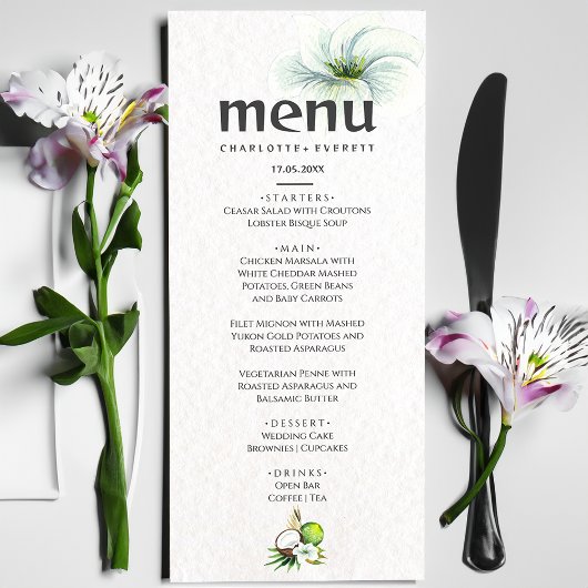 Tropische Hawaïaanse Kokosnoot Limoen bruiloft Men Menu