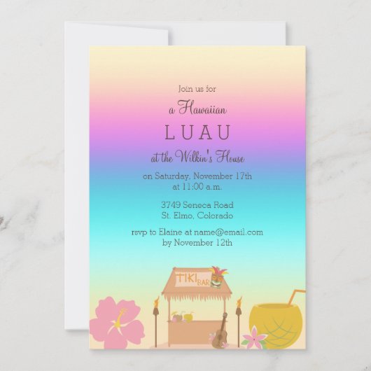 Tropische Hawaiaanse Luau Uitnodiging (Voorkant)