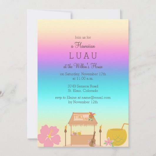Tropische Hawaiaanse Luau Uitnodiging (Voorkant)