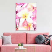 Tropische Hawaïaanse plumeria witte bloem waterver Canvas Afdruk (Insitu (Woonkamer))