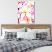 Tropische Hawaïaanse plumeria witte bloem waterver Canvas Afdruk (Insitu (Slaapkamer))