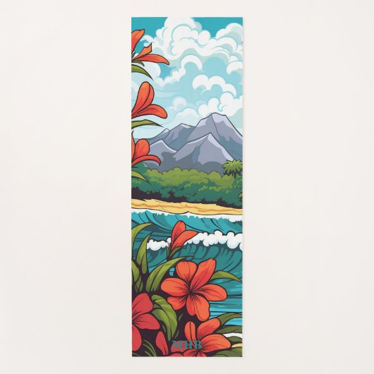 Tropische Hawaïaanse Strand en Bloemen Yoga Mat (Voorkant)