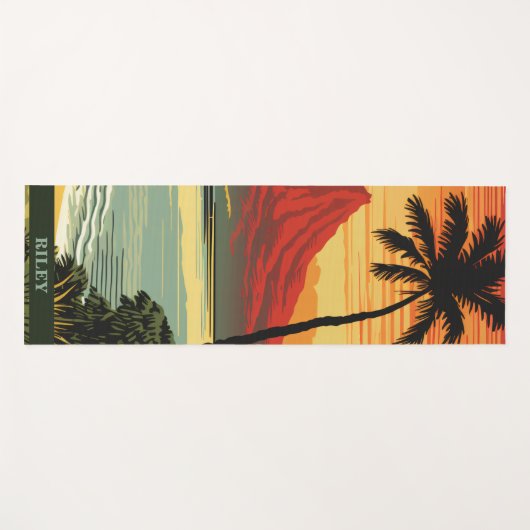Tropische Hawaïaanse Strand en Palm Tree Yoga Mat (Voorkant (horizontaal))