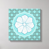 Tropische Hawaïaanse Turquoise Bloemenmuur Kunst G Canvas Afdruk (Voorkant)