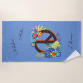 Tropische Hawaiaanse Vrede Liefde Naam Blauw Strandlaken (Voorkant)