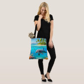Tropische/Hawaii kleurrijke onderwater dolfijn Tote Bag (Op model)