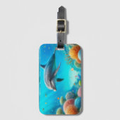 Tropische/Hawaii kleurrijke onderwaterdolfijn Bagagelabel (Voorkant (verticaal))