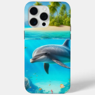 Tropische/Hawaii kleurrijke onderwaterdolfijn iPhone 15 Pro Max Hoesje