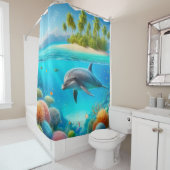 Tropische/Hawaii kleurrijke onderwaterdolfijn Douchegordijn (In situ)