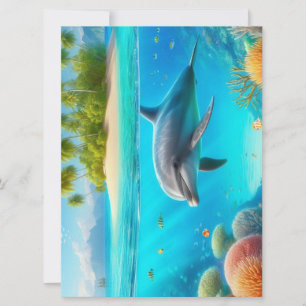 Tropische/Hawaii kleurrijke onderwaterdolfijn Feestdagenkaart