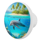 Tropische/Hawaii kleurrijke onderwaterdolfijn Keramische Knop (Rechts)