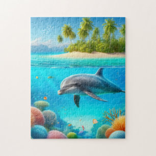 Tropische/Hawaii kleurrijke onderwaterdolfijn Legpuzzel