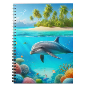 Tropische/Hawaii kleurrijke onderwaterdolfijn Notitieboek