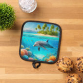 Tropische/Hawaii kleurrijke onderwaterdolfijn Pannenlap (Top down)