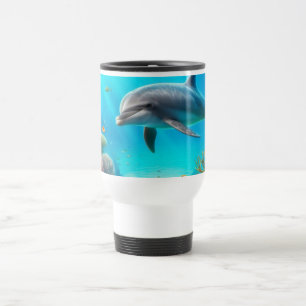 Tropische/Hawaii kleurrijke onderwaterdolfijn Reisbeker