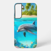 Tropische/Hawaii kleurrijke onderwaterdolfijn Samsung Galaxy Hoesje (Achterkant)
