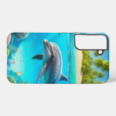 Tropische/Hawaii kleurrijke onderwaterdolfijn Samsung Galaxy Hoesje (Achterkant horizontaal)