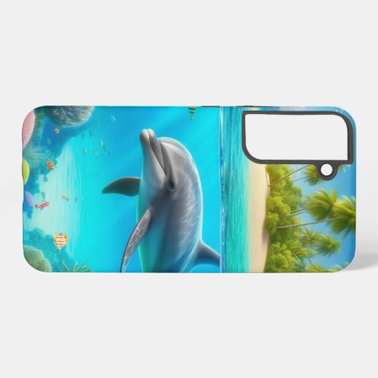 Tropische/Hawaii kleurrijke onderwaterdolfijn Samsung Galaxy Hoesje (Achterkant horizontaal)
