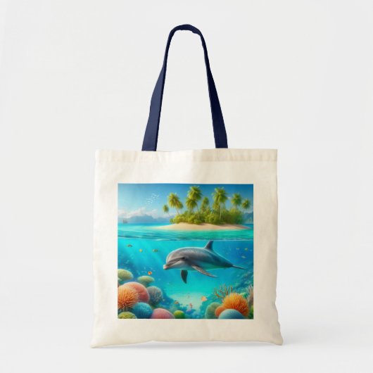 Tropische/Hawaii kleurrijke onderwaterdolfijn Tote Bag (Voorkant)