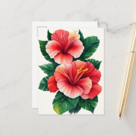 Tropische Hawaii Lichtrode Hibiscus Briefkaart