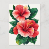 Tropische Hawaii Lichtrode Hibiscus Briefkaart (Voorkant)