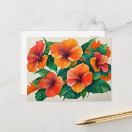 Tropische Hawaii Oranje Hibiscusbloem Briefkaart