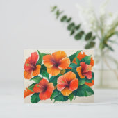 Tropische Hawaii Oranje Hibiscusbloem Briefkaart (Staand voorkant)