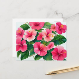Tropische Hawaii roze-witte hibiscus Briefkaart