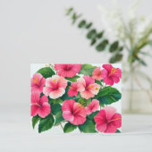 Tropische Hawaii roze-witte hibiscus Briefkaart (Staand voorkant)