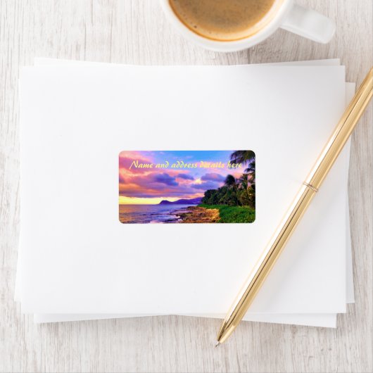 Tropische Hawaii Seashore Sunset Etiket (Insitu)