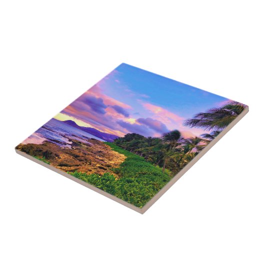 Tropische Hawaii Seashore Sunset Tegeltje (Zijkant)