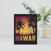 Tropische Hawaii Sunset Beach Retro Hawaiian Palms Briefkaart (Staand voorkant)