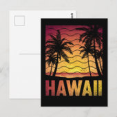 Tropische Hawaii Sunset Beach Retro Hawaiian Palms Briefkaart (Voorkant / Achterkant)