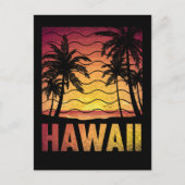 Tropische Hawaii Sunset Beach Retro Hawaiian Palms Briefkaart (Voorkant)