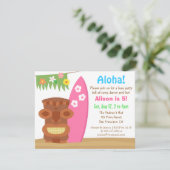 Tropische Hawaii Tiki Luau Beach Birthday Party Kaart (Staand voorkant)