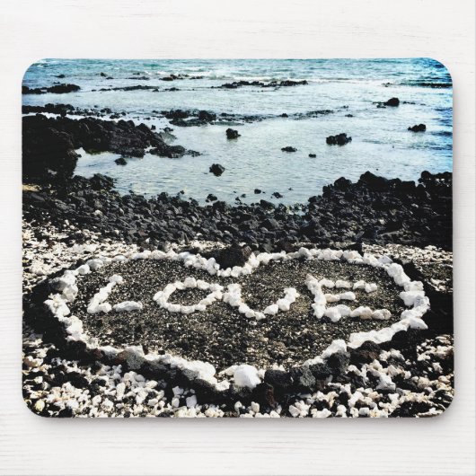 Tropische Hawaii Zwart Zand Strand Koraal Liefde H Muismat (Voorkant)