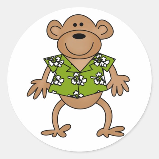 Tropische Hawaiiaanse aap Ronde Sticker (Voorkant)