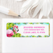 Tropische Hawaiiaanse Aloha Flamingo Retouradres Etiket (Insitu)