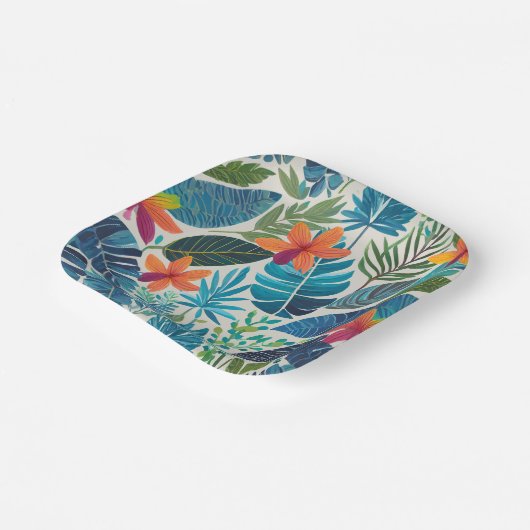 Tropische hawaiiaanse aloha print papieren bordje (Gebogen)