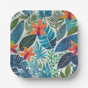 Tropische hawaiiaanse aloha print papieren bordje