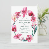 Tropische Hawaiiaanse bloemen bruiloft uitnodiging (Staand voorkant)